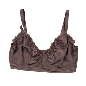 Adore Me Mauve Brown Floral Lace Ribbed Unlined Underwire Bra 36DDD BR-09909-DEM